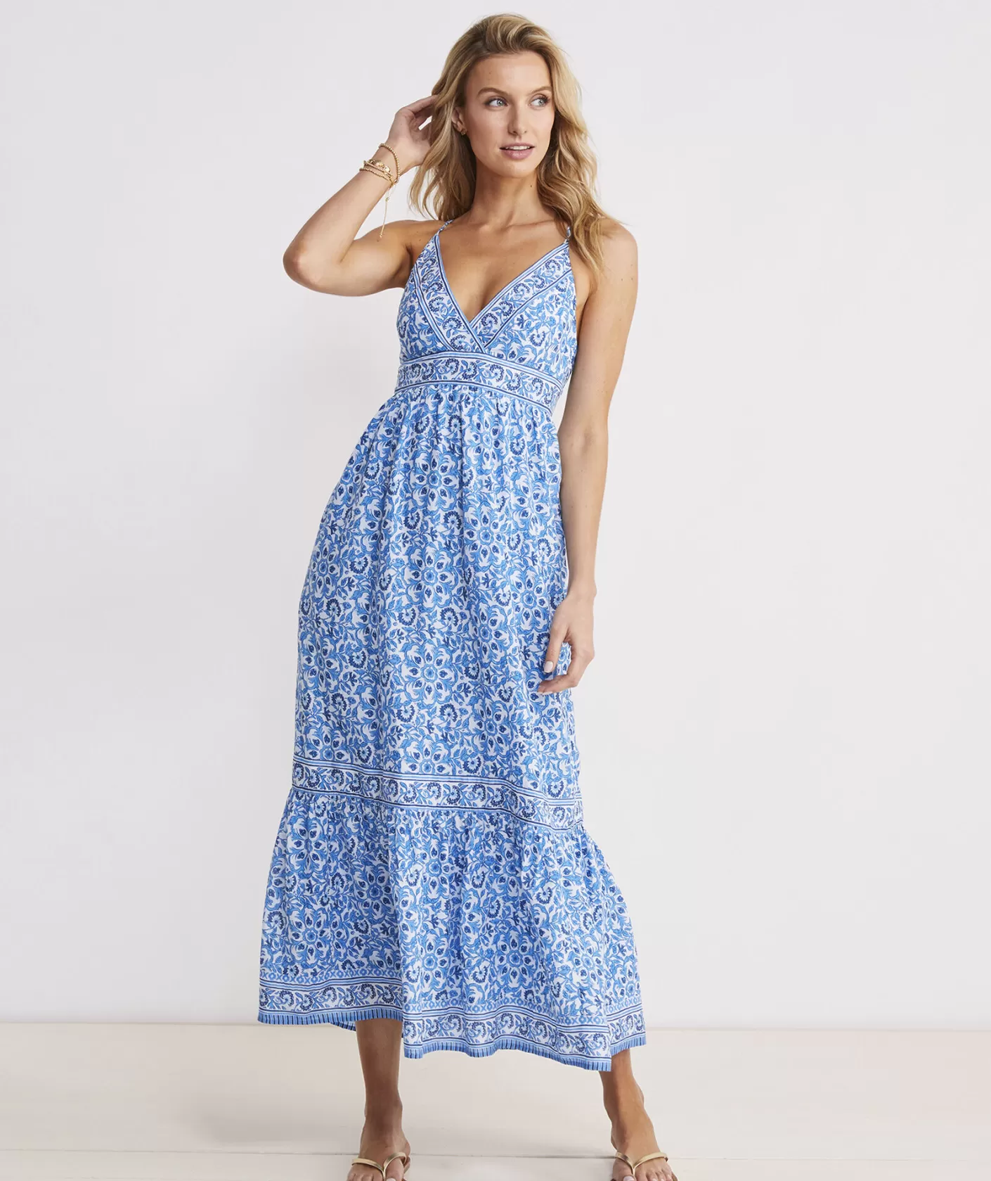 Vineyard Vines Blue Katama Tile Sconset Maxi Dress< Dresses & Skirts