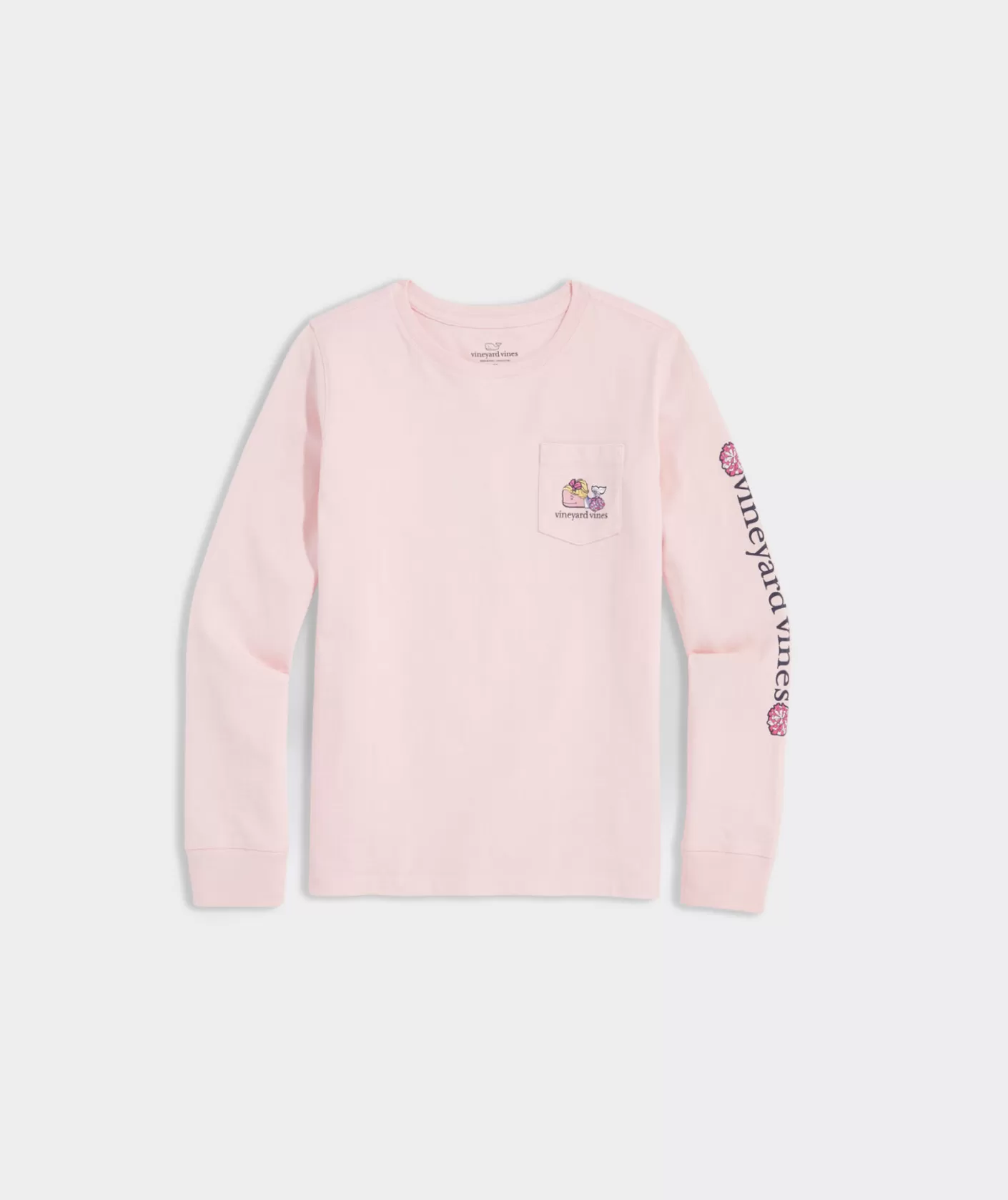 Vineyard Vines Girls' Heathered Vintage Whale Long-Sleeve Pocket Tee< Tops, Tees & Polos