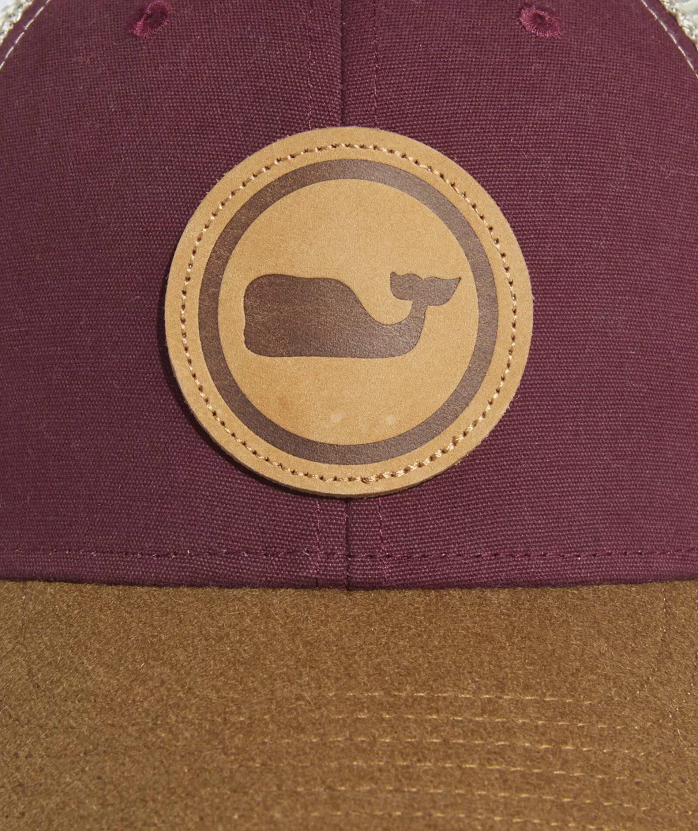 Vineyard Vines Leather Whale Dot Patch Trucker< Hats