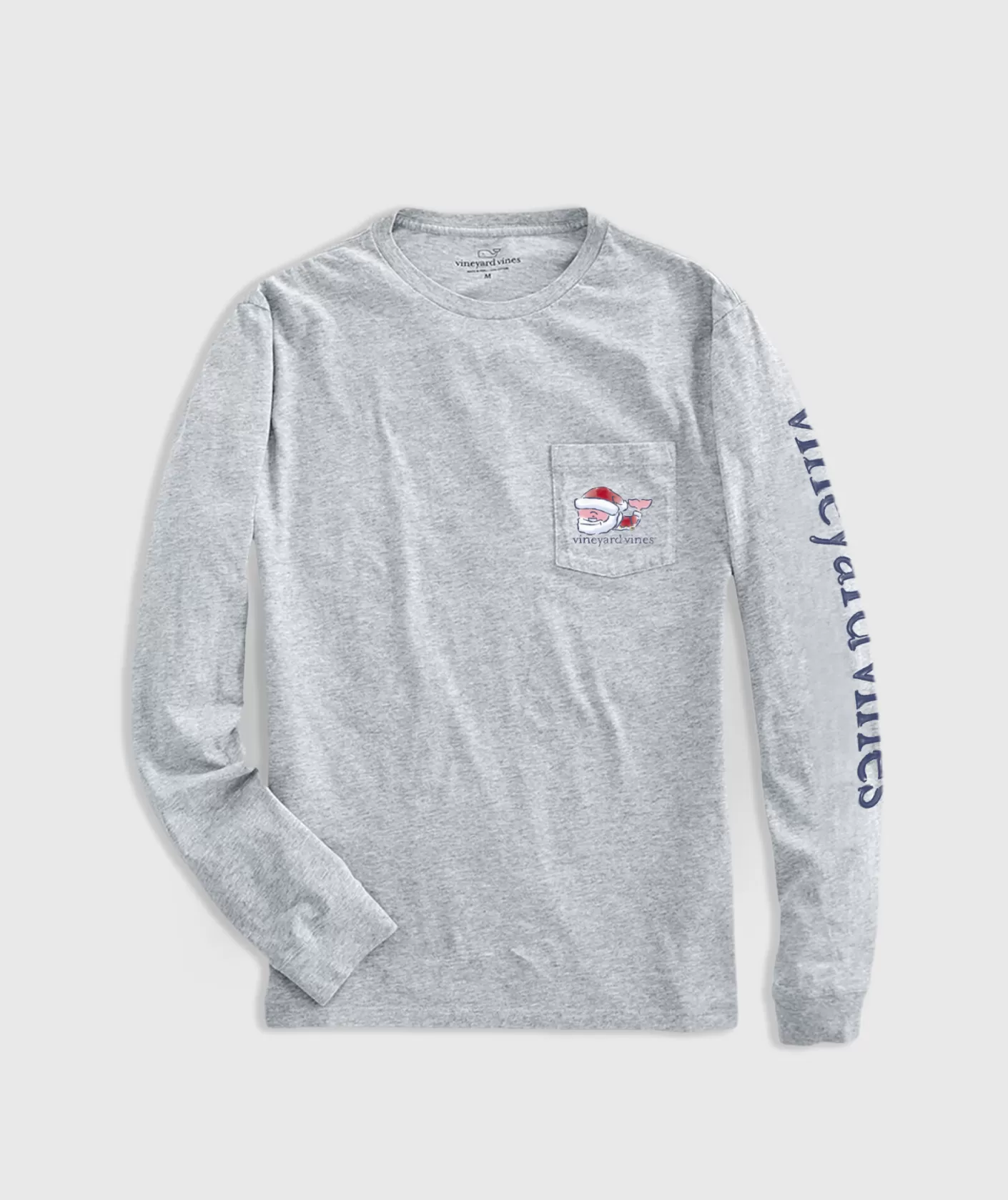 Vineyard Vines Watercolor Santa Whale Long-Sleeve Pocket Tee< Tees