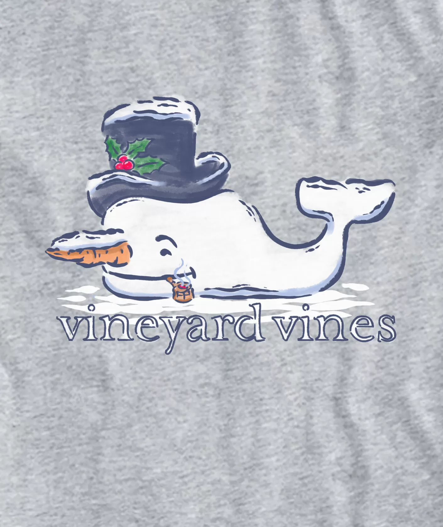 Vineyard Vines Watercolor Snowman Whale Long-Sleeve Pocket Tee< Tees