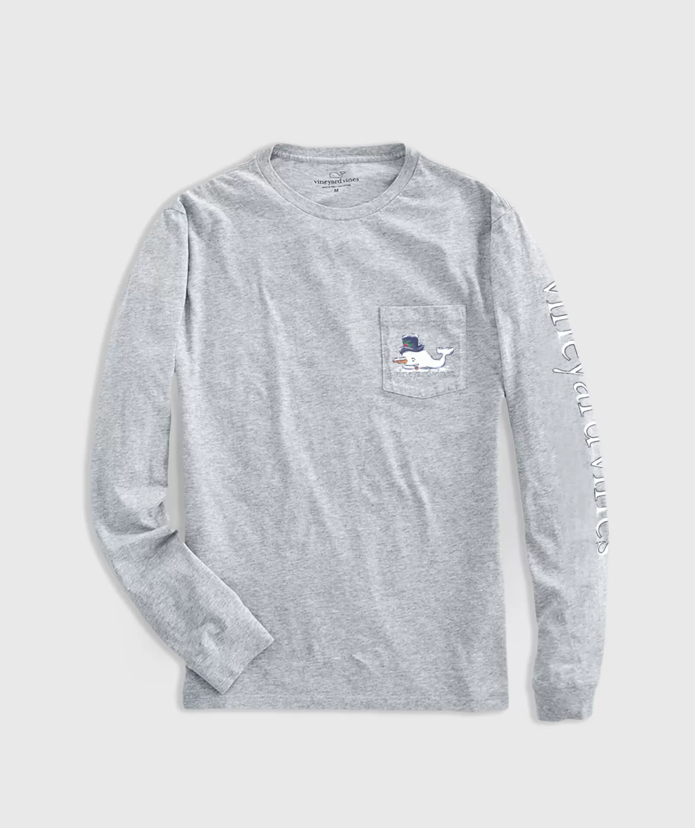 Vineyard Vines Watercolor Snowman Whale Long-Sleeve Pocket Tee< Tees